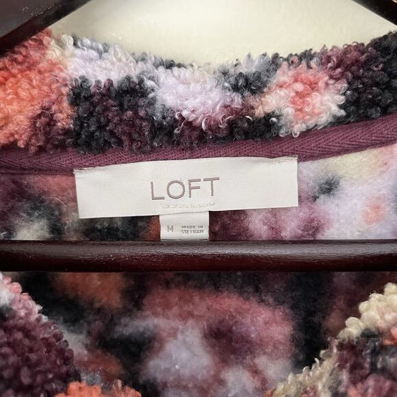 LOFT Floral Sherpa Snap Collar Blouson Sleeve Jacket- Med. Cottagecore Boho - Picture 4 of 7